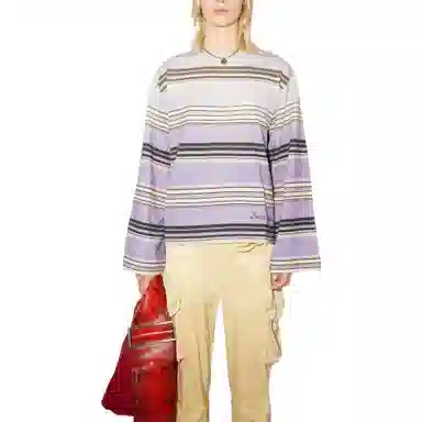 Acne Studios SS22 Crew Neck Striped Long Sleeve Tee Lavender