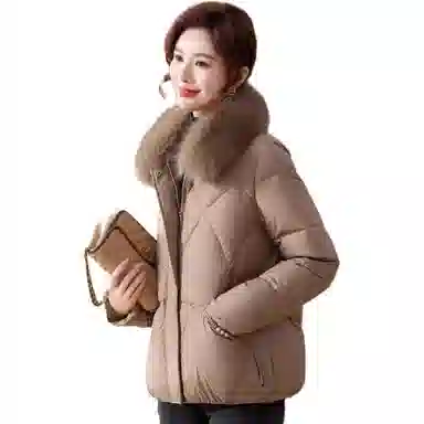 雅鹿 加厚毛领合身中长款长袖羽绒服 女款