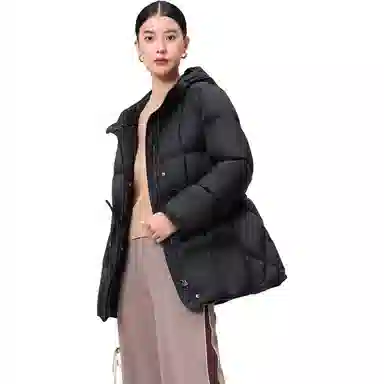 坦博尔 抽绳收腰中长连帽羽绒服 女款