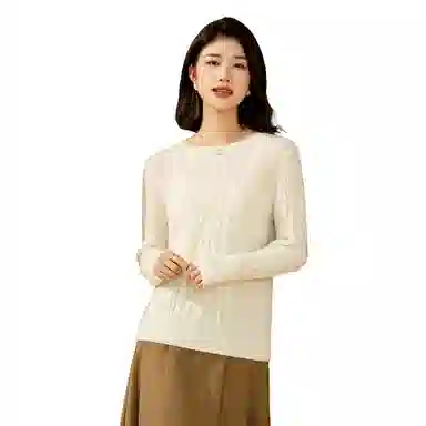 恒源祥 纯色绞花多巴胺减龄羊绒衫 女款