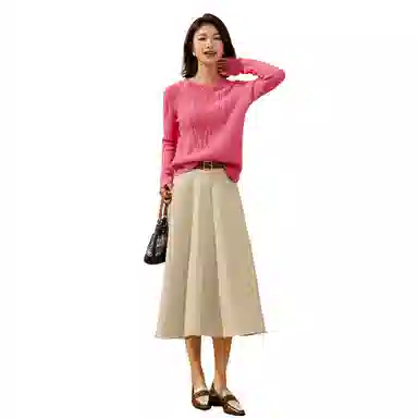 恒源祥 纯色绞花多巴胺减龄羊绒衫 女款