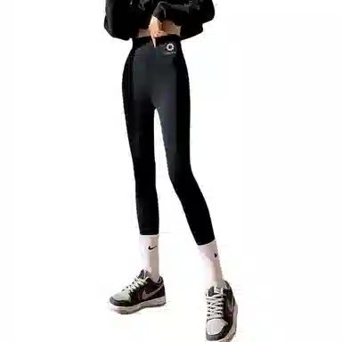 惟熙 九分纯色高腰修身打底裤 女款 黑色