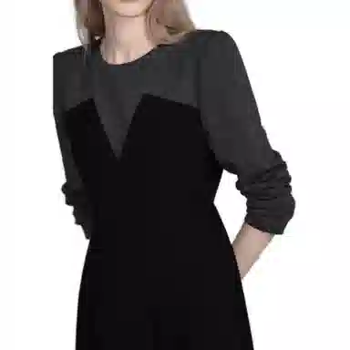 【dme】 假两件长袖连衣裙 黑色