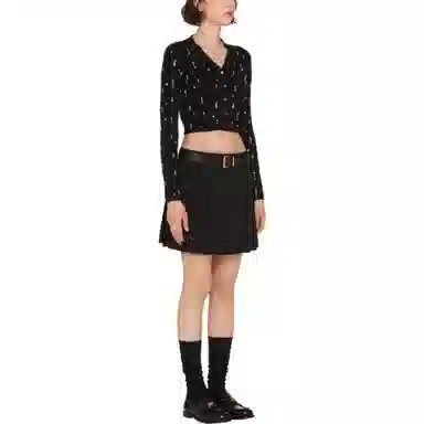 Miu Miu FW22 Sequin V-Neck Sweater Black