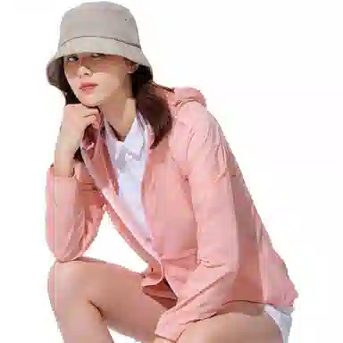 探路者 纯色连帽长袖休闲防晒服 女款 城市粉