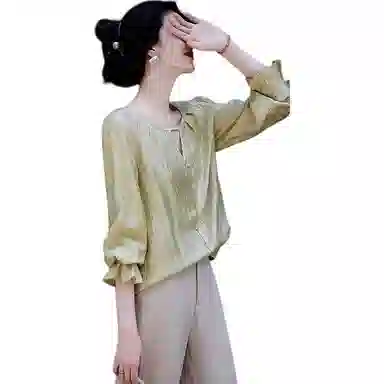 【dme】 法式设计感镂空百搭长袖衬衫 女款 鹅黄