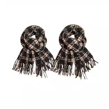 匹克 时尚系列 文艺小清新流苏冬季保暖两用 绒线围巾 男女同款情侣款 米白色 黑色