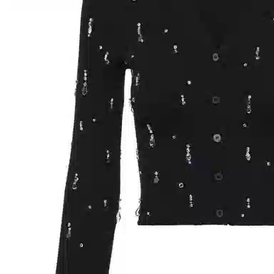 Miu Miu FW22 Sequin V-Neck Sweater Black
