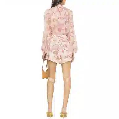 Zimmermann SS24 Floral High-Waist Shorts Coral Pink