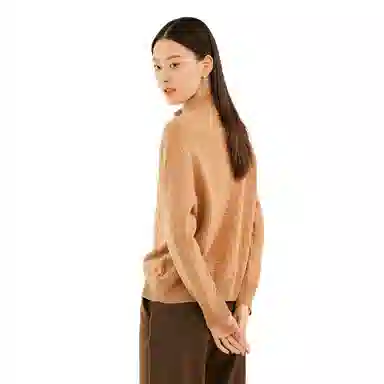 恒源祥 纯色立领宽松长袖毛衣 男女同款