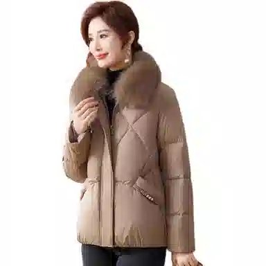 雅鹿 加厚毛领合身中长款长袖羽绒服 女款