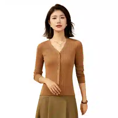 恒源祥 纯色休闲长袖针织衫 女款