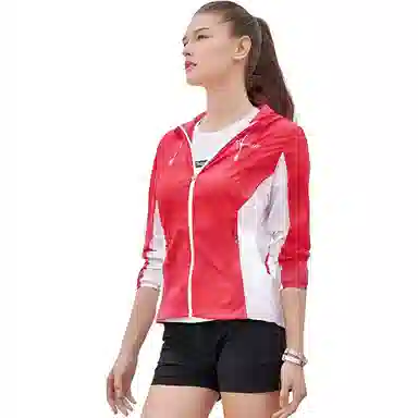 探路者 户外超薄防紫外线舒适防晒服 女款 珊瑚红/白色