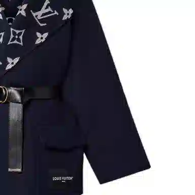 Louis Vuitton SS23 Logo Wrap Coat Navy