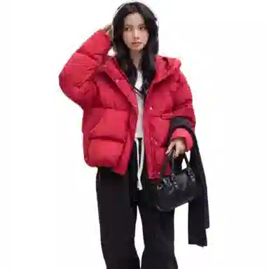 鸭鸭 短款加厚连帽羽绒服 女款