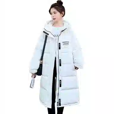 鸭鸭 字母贴标连帽休闲长款羽绒服 女款