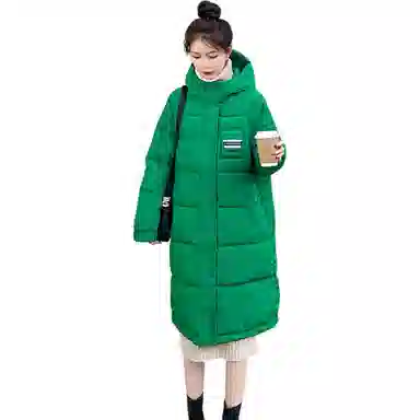 鸭鸭 字母贴标连帽休闲长款羽绒服 女款