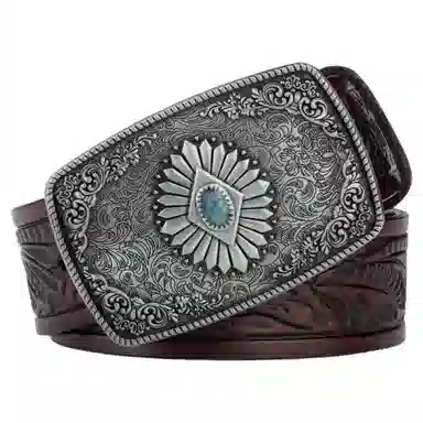 Emperor Penguin Classic Floral Buckle Leather Belt