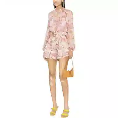 Zimmermann SS24 Floral High-Waist Shorts Coral Pink