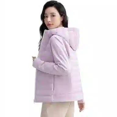鸭鸭 短款轻薄连帽宽松休闲羽绒服 女款
