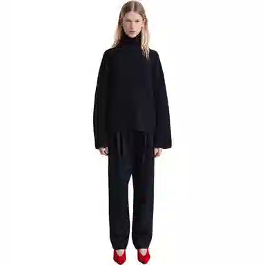 TOTEME FW23 Ribbed Turtleneck Sweater Navy