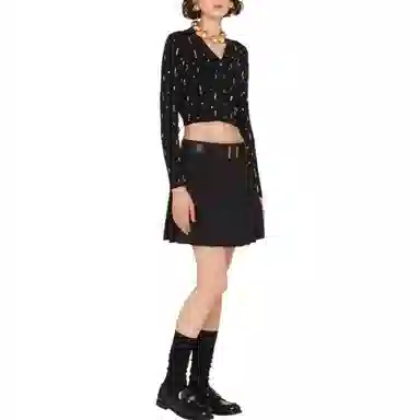Miu Miu FW22 Sequin V-Neck Sweater Black