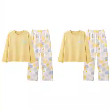 莫代尔 圆领字母舒适透气睡衣套装 女款 图片色