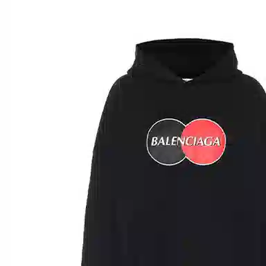 Balenciaga Printed Oversized Hoodie Black