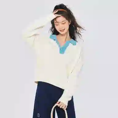 森马 宽松撞色套头长袖针织衫 女款