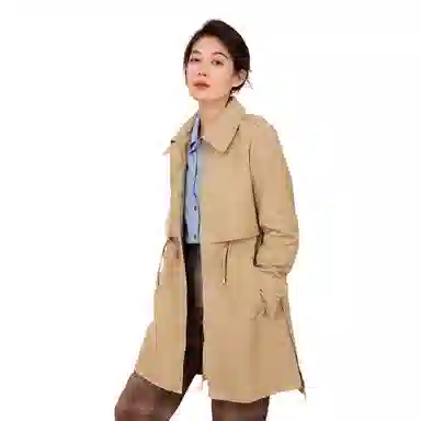 恒源祥 休闲中长款收腰风衣 女款