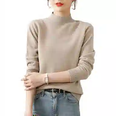 恒源祥 半高领套头打底纯色毛衣 女款