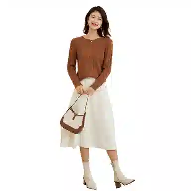 恒源祥 纯色绞花多巴胺减龄羊绒衫 女款