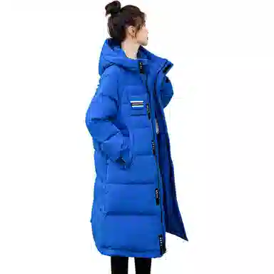 鸭鸭 字母贴标连帽休闲长款羽绒服 女款