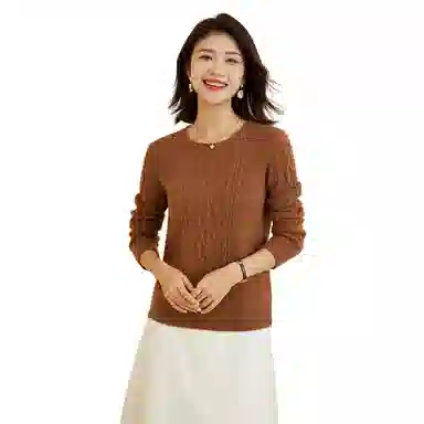 恒源祥 纯色绞花多巴胺减龄羊绒衫 女款