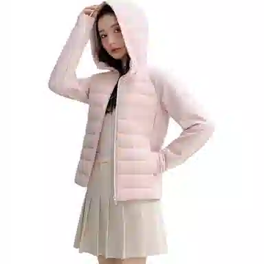 鸭鸭 短款轻薄连帽宽松休闲羽绒服 女款