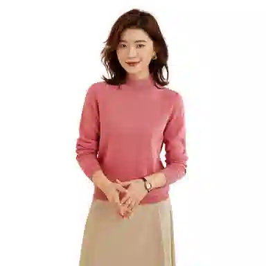 恒源祥 纯色半高领针织套头毛衣 女款