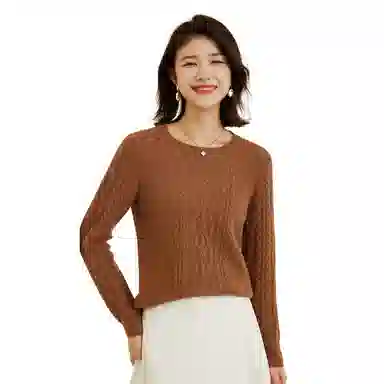 恒源祥 纯色绞花多巴胺减龄羊绒衫 女款