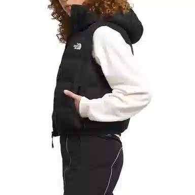 The North Face Logo Print Zip Hoodie Vest Black