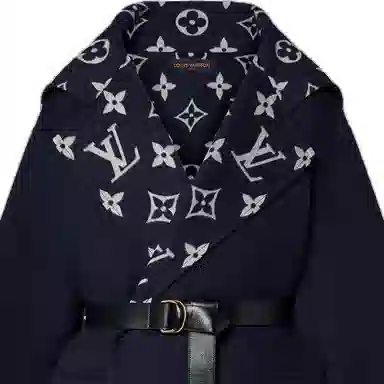 Louis Vuitton SS23 Logo Wrap Coat Navy