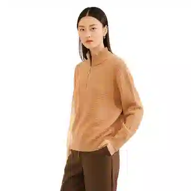 恒源祥 纯色立领宽松长袖毛衣 男女同款