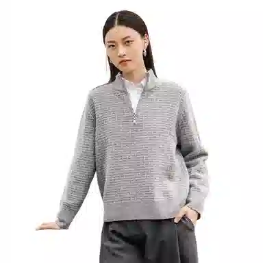 恒源祥 纯色立领宽松长袖毛衣 男女同款