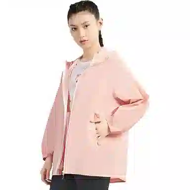 探路者 纯色连帽拉链休闲长袖防晒服 女款 城市粉