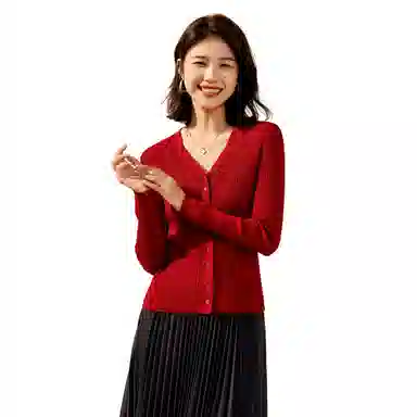 恒源祥 纯色休闲长袖针织衫 女款