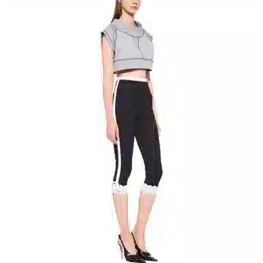 Miu Miu 3/4 Lace Detail Pants Black