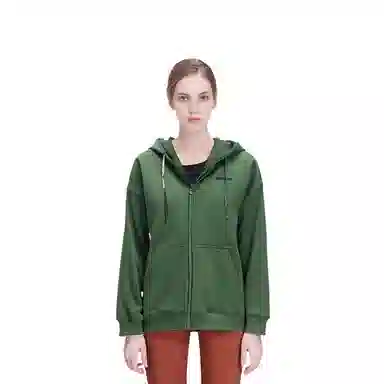 东鲸岁时记 纯色拉链宽松字母刺绣加绒开衫连帽卫衣 女款