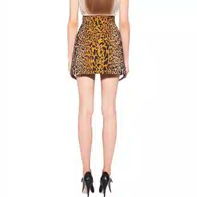 MIU MIU Leopard Print Skirt Brown
