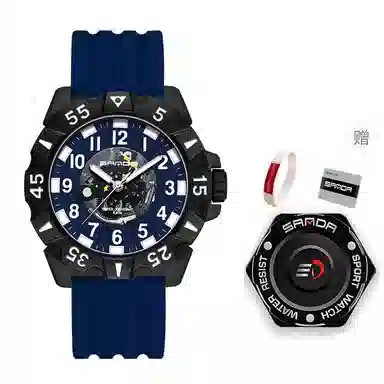 三达新款户外运动百搭石英机芯数字式防水黑色表盘男女同款学生手表国表