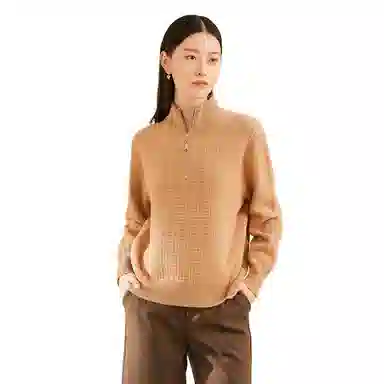 恒源祥 纯色立领宽松长袖毛衣 男女同款