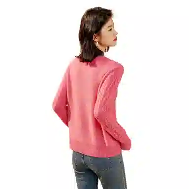 恒源祥 纯色绞花多巴胺减龄羊绒衫 女款