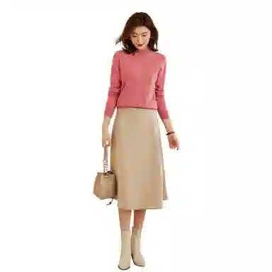 恒源祥 纯色半高领针织套头毛衣 女款